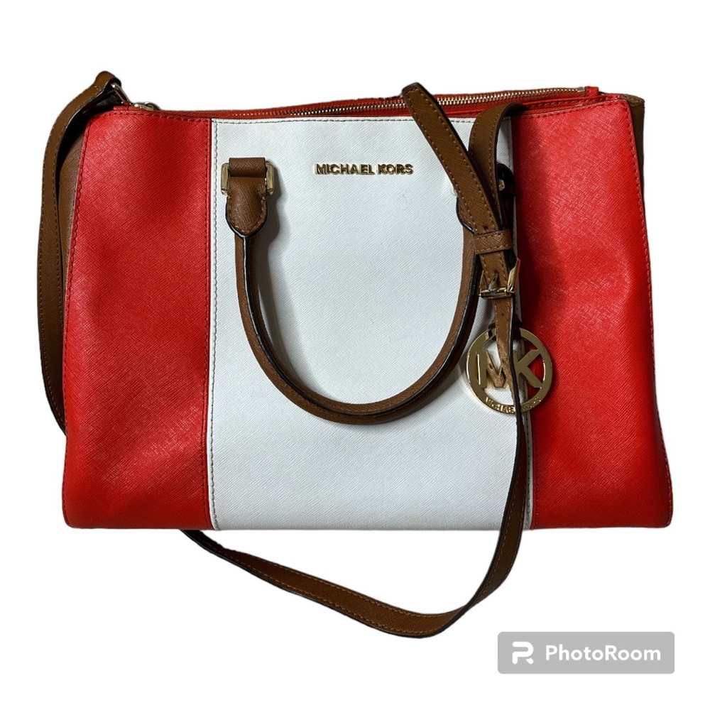 Michael Kors color block large leather satchel